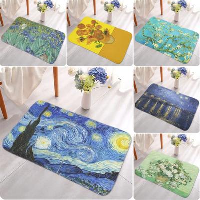 Van Gogh Mat Oil Painting Entrance Doormat for House Indoor Non-slip Home Area Floor Soft Carpet Washable Bathroom Bedroom Rug