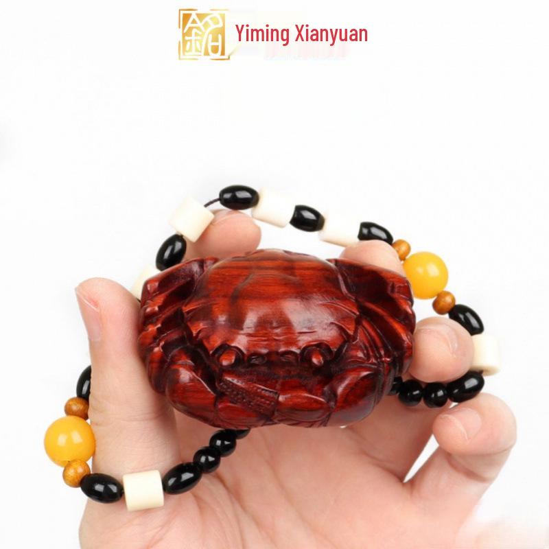 Rosewood Carved Pixiu Ornament: Gourd & Dragon Turtle Handicraft