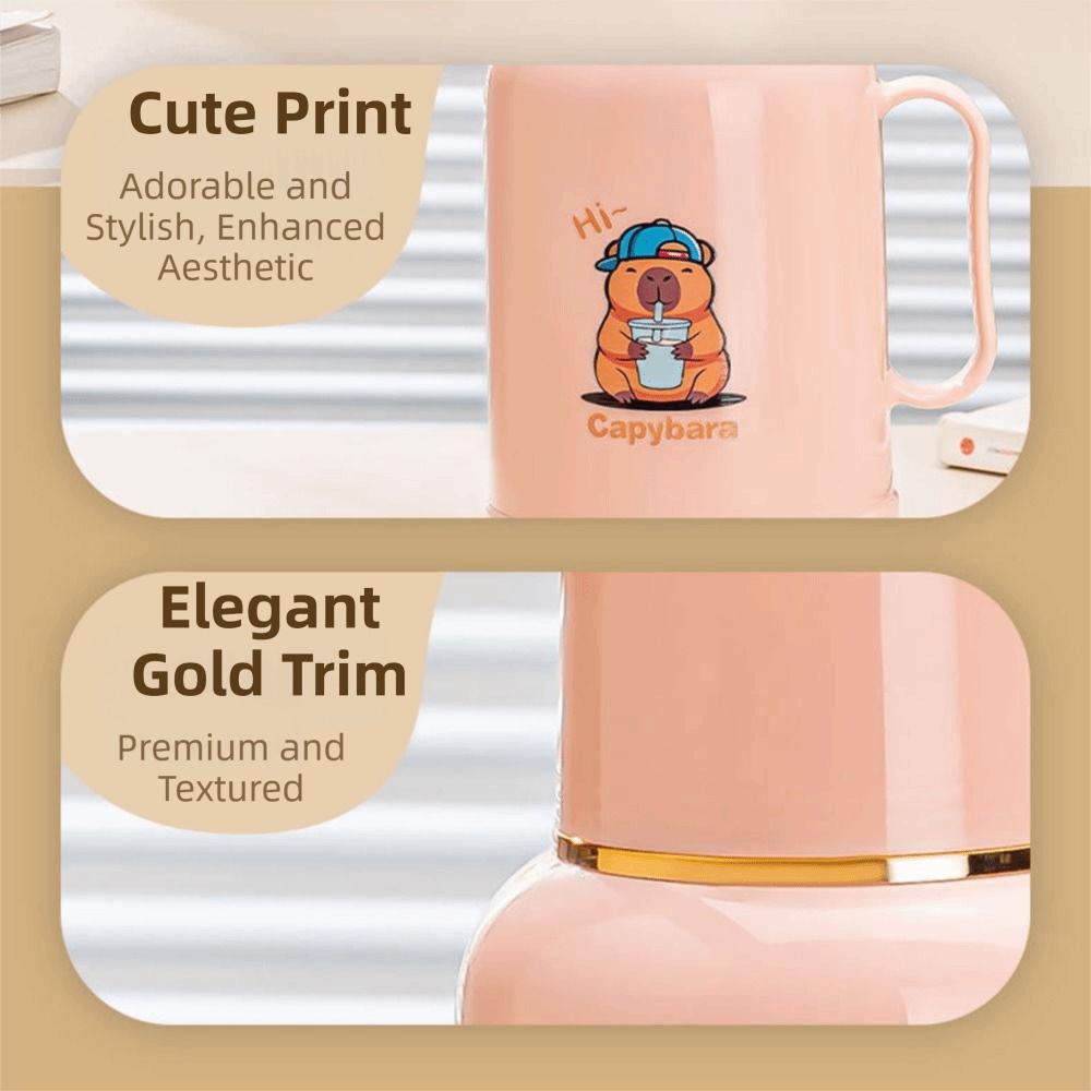 Large Capacity Capybara Thermos Water Cup Cartoon Anime Thermal Insulation Pot  Outdoor Sports