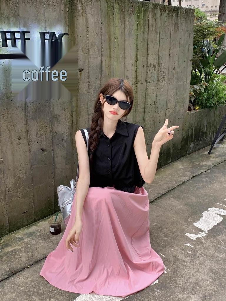 Elegant Summer Sleeveless Blouse & Long Skirt Set for Women - This Year's Popular Two-Piece