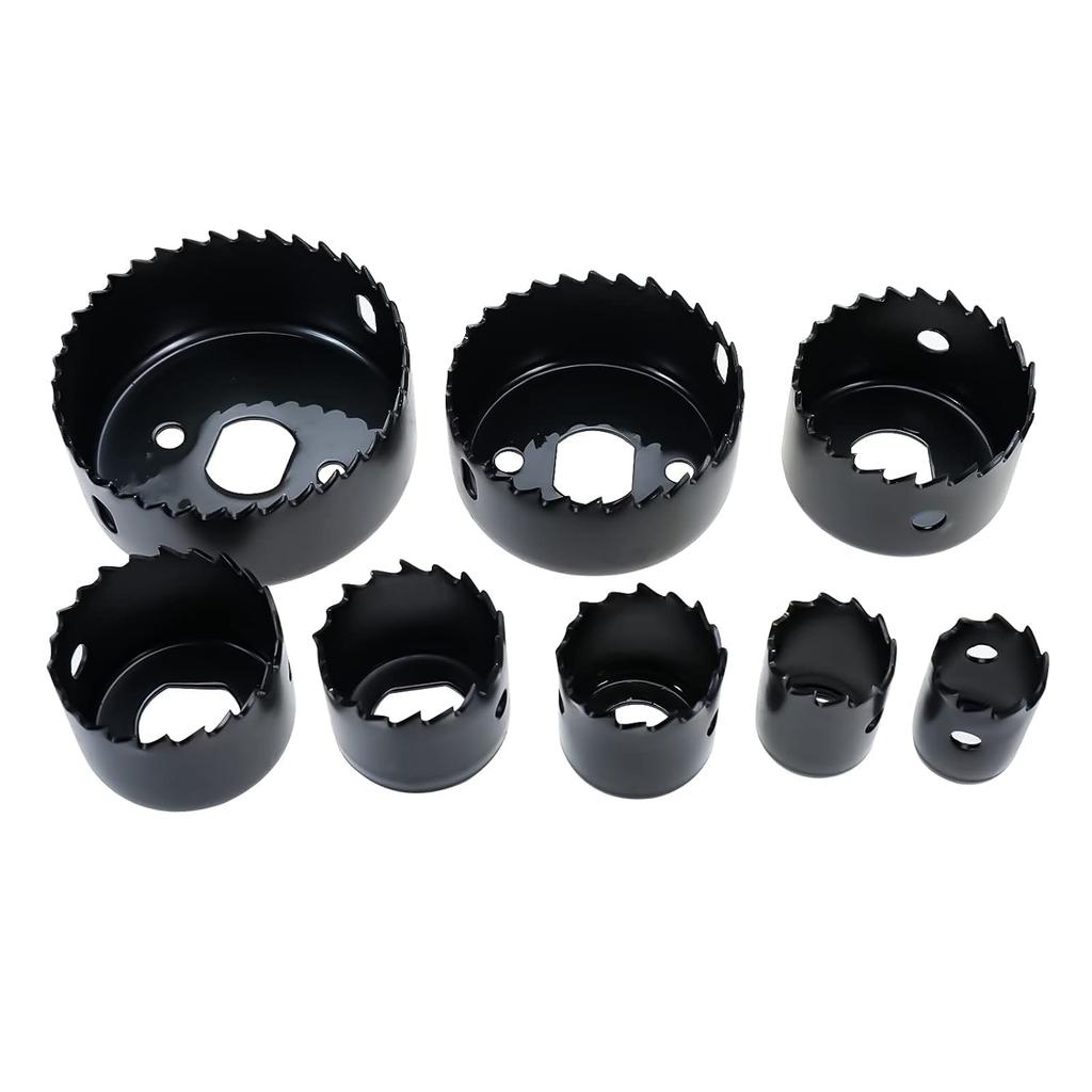 11tlg Lochsäge Bohrer Bit Set 3/4"(19 mm) - 2-1 / 2 " (64 mm), mit Sägeblättern aus Kohlenstoffstahl, Spannfuttern, Bohrer, Sechskantschlüssel, Ideal für Weichholz, Sperrholz,