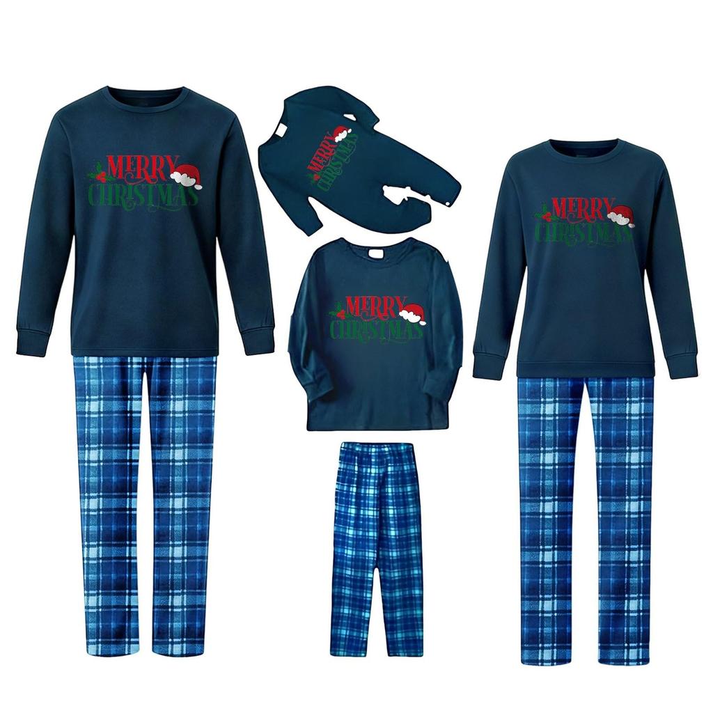 Print Cute Family Set Pajamas, Home Clothes, Family Set Long Sleeve Top Pants Set