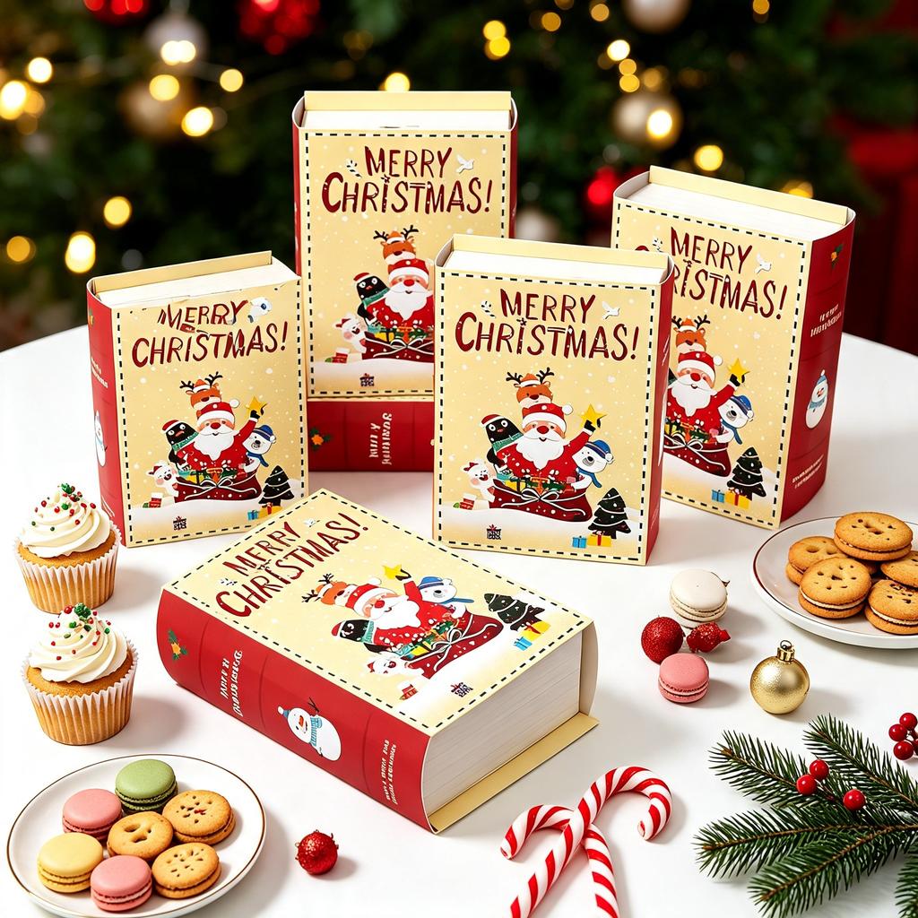 Christmas Cookie Boxes 5Pcs Small Treat Boxes Candy Goody Sweet Boxes for Christmas Favor Bag Filler Holiday Party Supplies