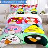 Red Birds Characters Collage 3pcs K-pop music group Bedding set,Ideal for Bedroom, Dormitory,Including Duvet Cover And 2pcs Pillowcases,Fan gifts