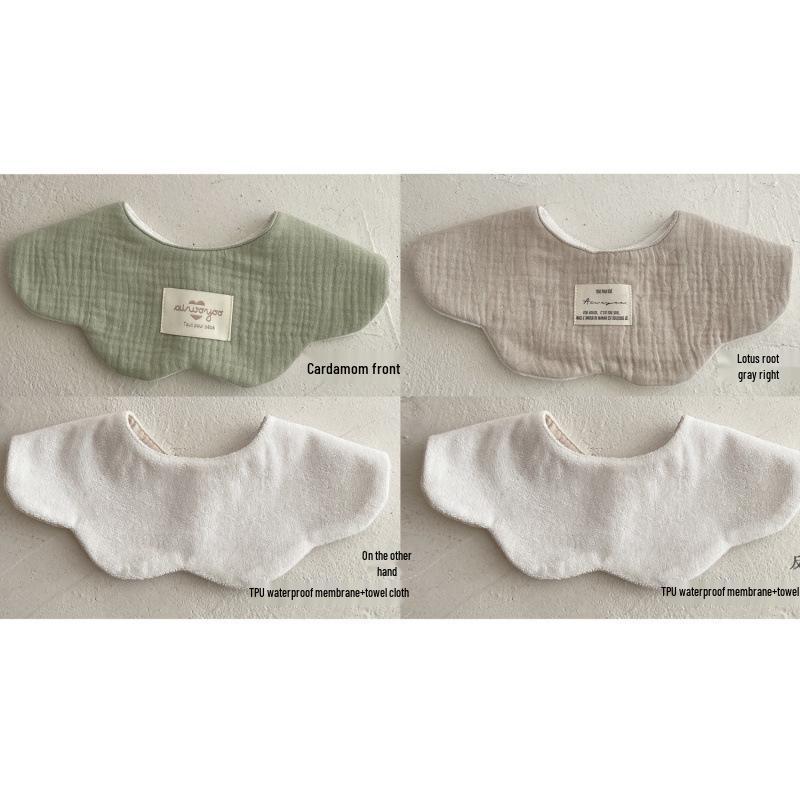 Pure Cotton Korean-Style Baby Drool Bib - Lightweight, Absorbent, Anti-Spit Up, Petal Design