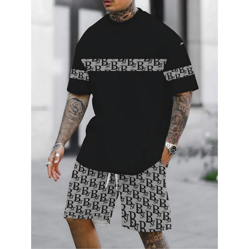 Summer 2025 Bestseller Men's Set Casual and Fashionable 3D Printed Outdoor Streetwear