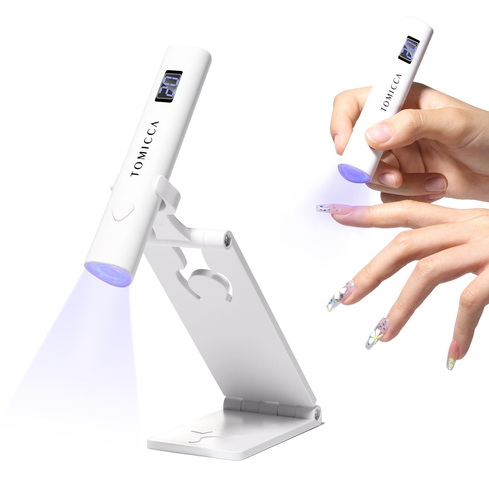 

TOMICCA Nail Light 4W Light with UV LED Light for Nails and Professional Grade Mini Curing Compatible with All for Hands and Feet Pen-Type Stand,