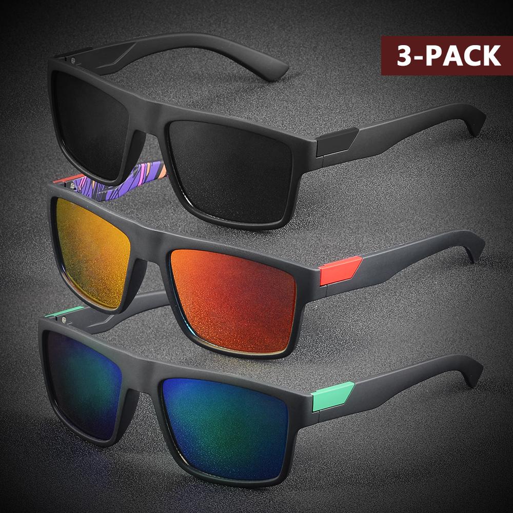 

AIMISUV 3Pieces Классические квадратные солнцезащитные очки для велоспорта для мужчин Спорт на открытом воздухе Бег Вождение Солнцезащитные очки для женщин Очки UV400