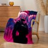 1pc Gothic Anime Angel Blanket - Heavyweight Plush Flannel All-Season Soft Bedspread with Dark Purple & Pink Winged Design, Mach