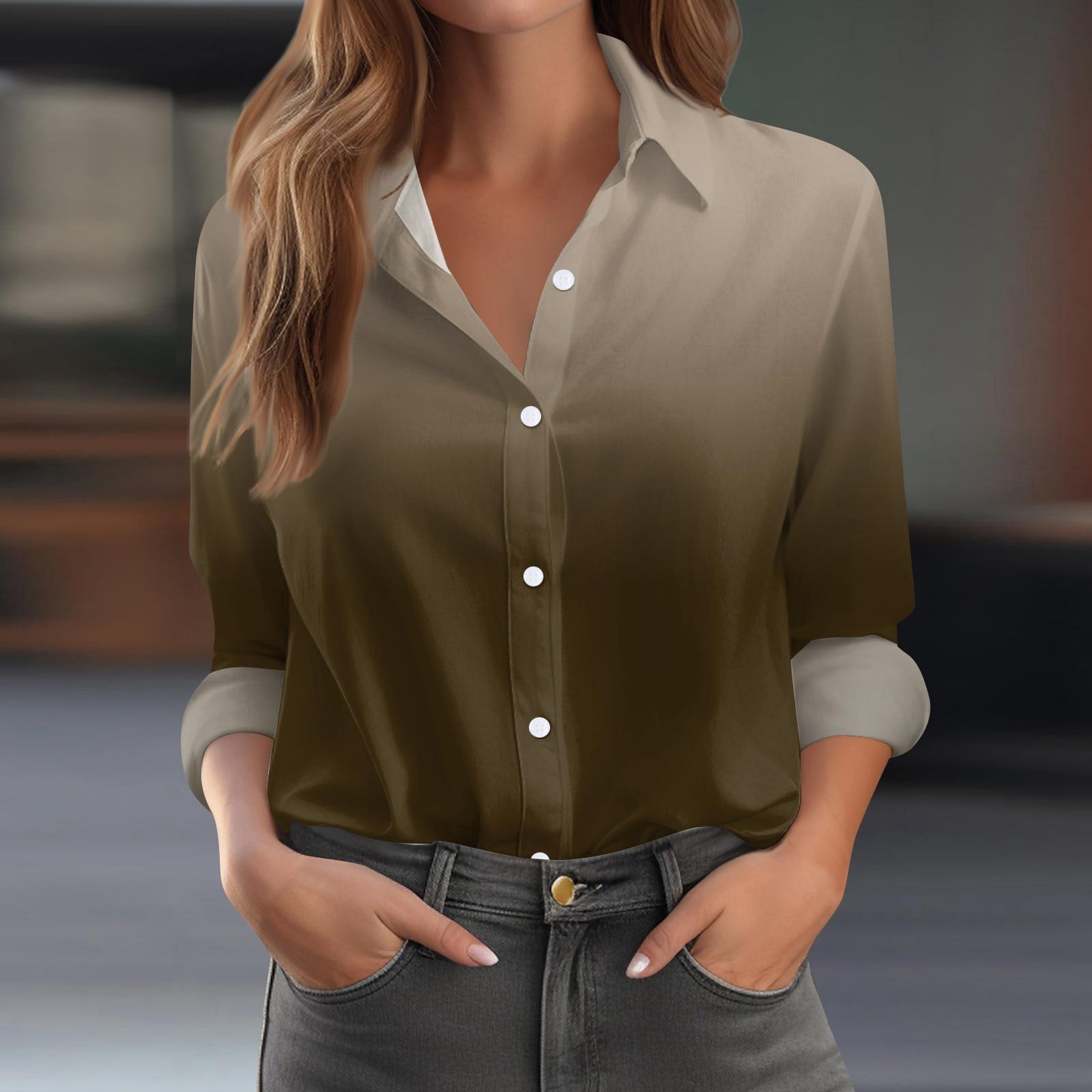 

Женская рубашка-блузка с принтом и пуговицами, длинный рукав, повседневный базовый рубашечный воротник, обычный топ XXXXXL коричневый