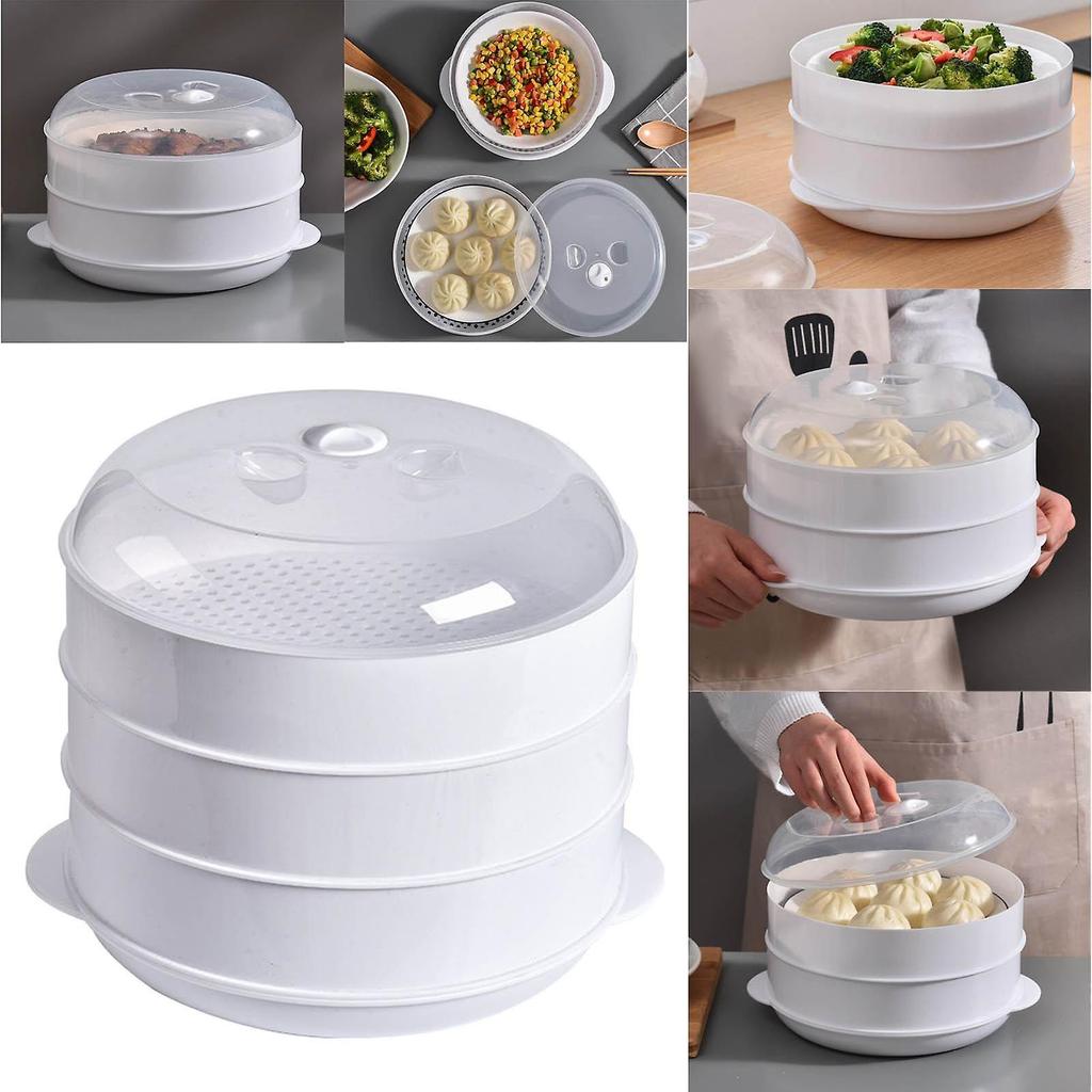 3 Tier Microwave Food Steamer Cooking Quick Fast Food Grade Healthy for Rice