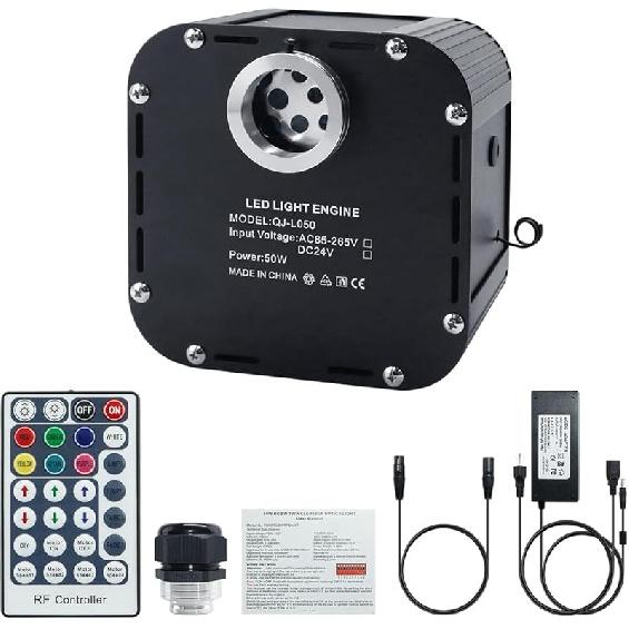 AKEPO 10W Twinkle Fiber Optic Light Engine Light Source, APP Control + Music Activated + 28-Key Remote Control for Car Stars Headliner and Home Star