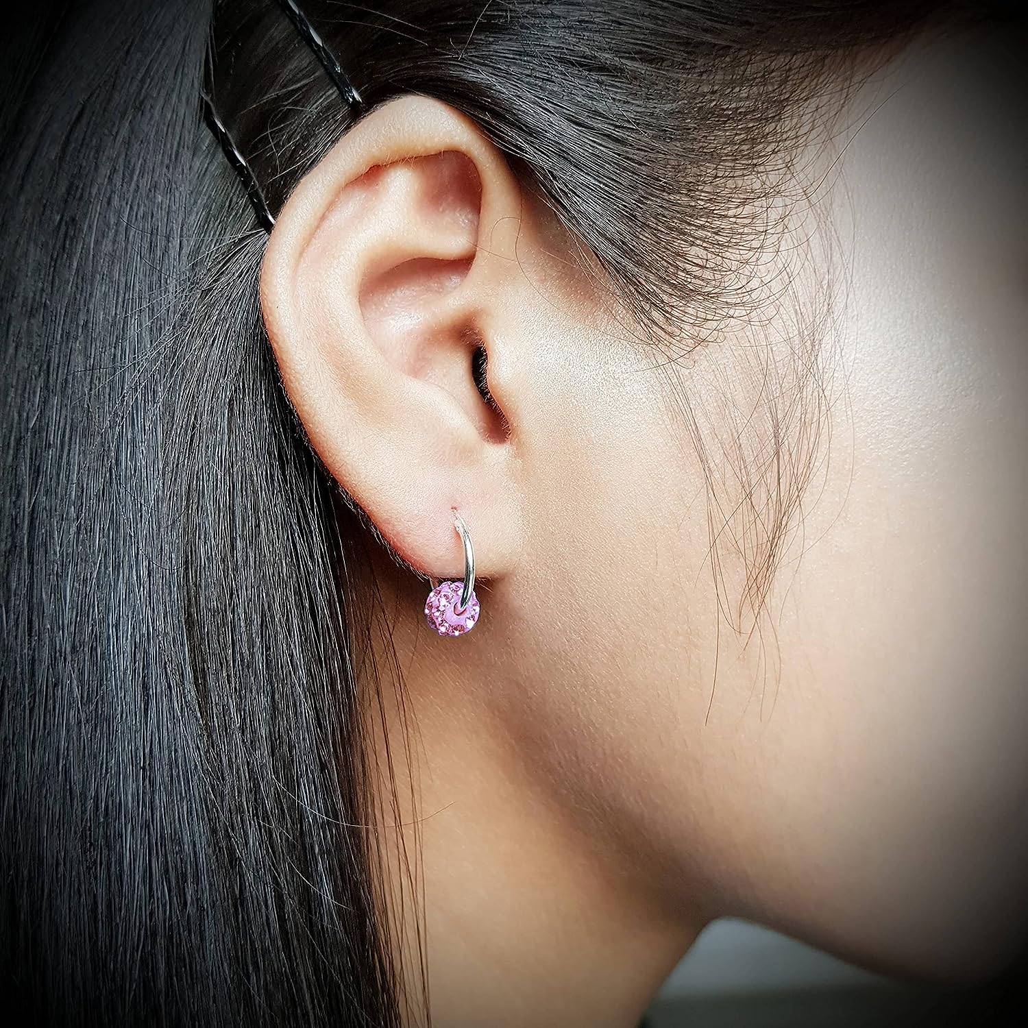 Серьги-кольца с подвесками из стерлингового серебра 92 — фото 2