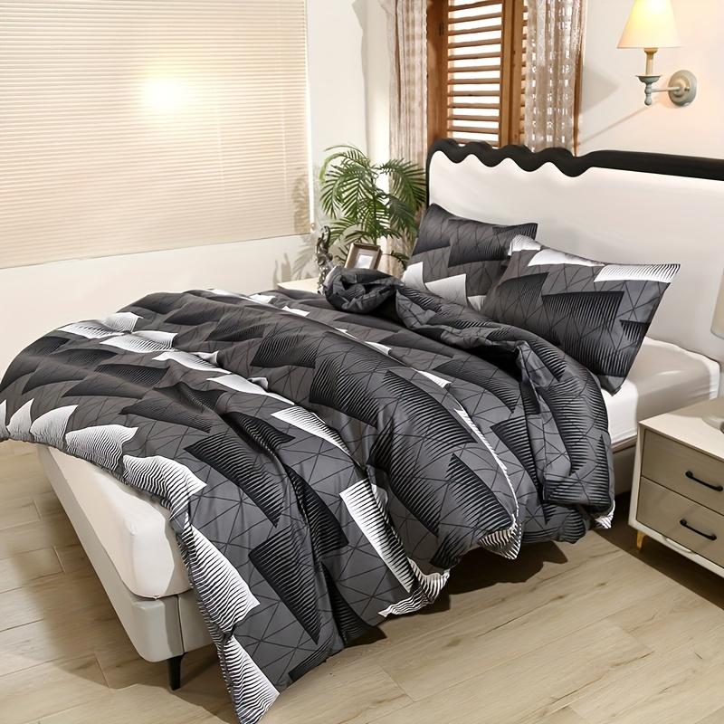 3pcs Polyester Printed Floral Soft Skin-Friendly Quilt Cover Three-Piece Set (One Quilt Cover Plus Two Pillowcases) Suitable