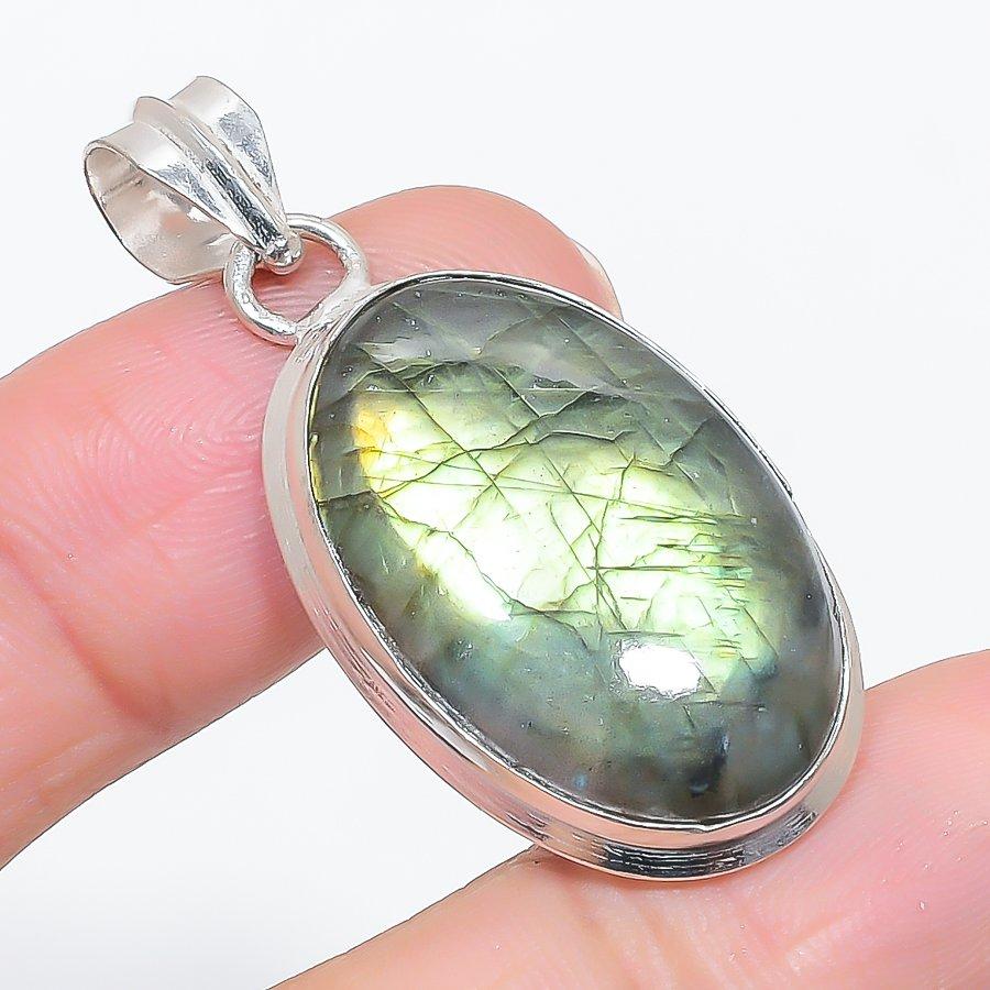 Labradorite Gemstone 925 Sterling Silver Jewelry Pendant 1.81"