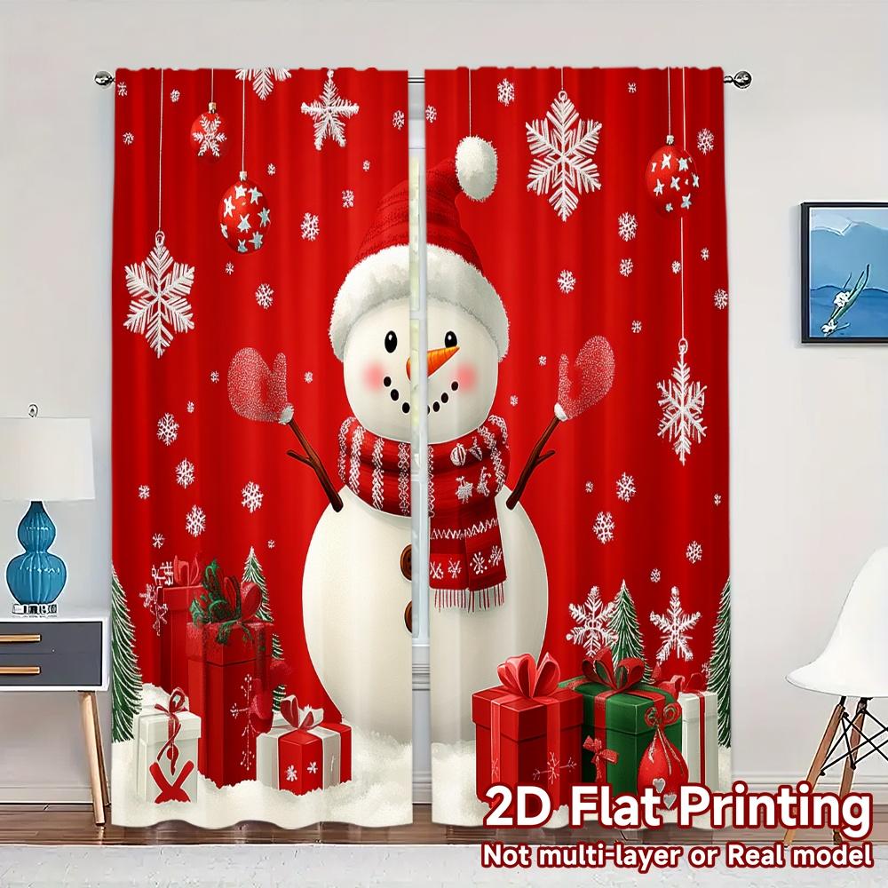 

2pcs,Curtains Cute Snowman Christmas Winter Holiday_c Popular Contemporary Curtains Polyester Easy Install Curtains Decorations 52.50×116.00 CM 2pcs