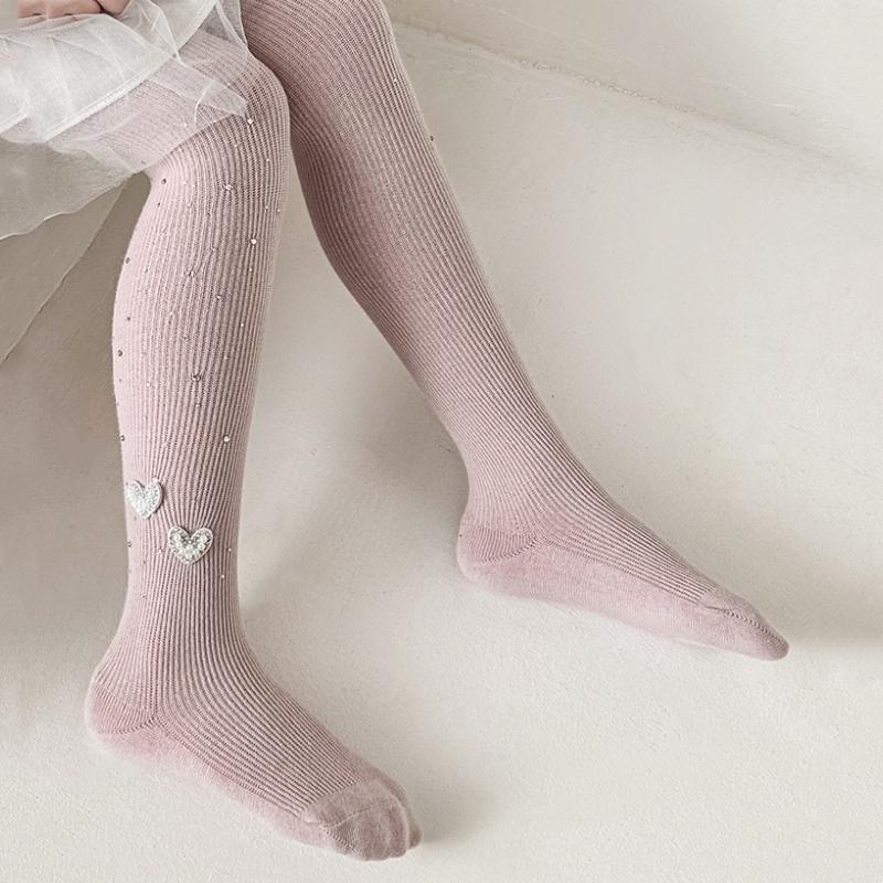 Kids Tights For Girls White Sparkling Pantyhose Spring Fall Dressy Leggings with Rhinestones Dressy Autumn Tights