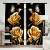 Golden Rose Butterfly Curtains All Season Home Decor Bedroom Living Room Kitchen Rod Not Included Curtain Polyester Perfect For Sitting