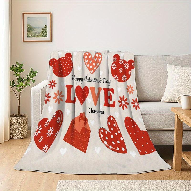 Valentine's Day heart pattern Flannel printed blanket suitable for all seasons suitable for living room office sofa and travel