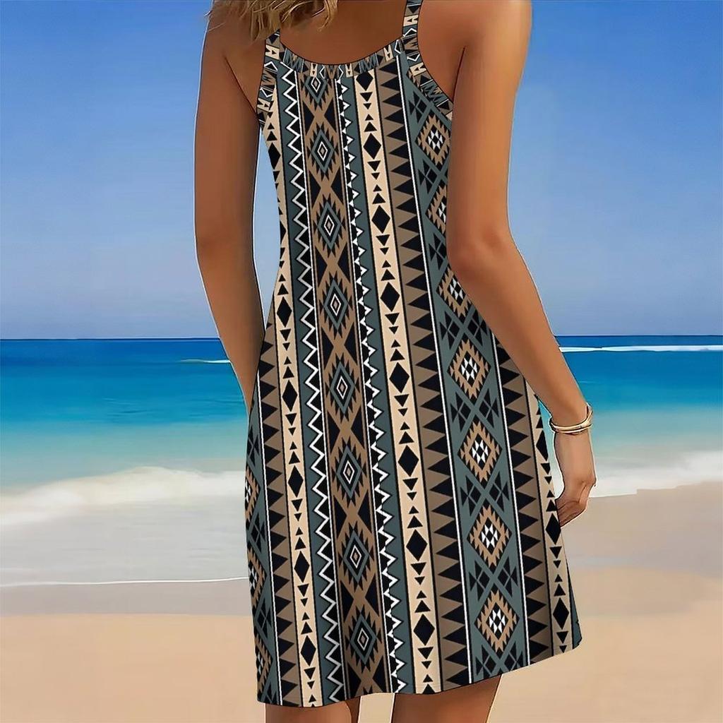 Women's Beach Dress Mini Dress Print Casual Modern Dress Sleeveless Loose Fit Outdoor Daily Summer