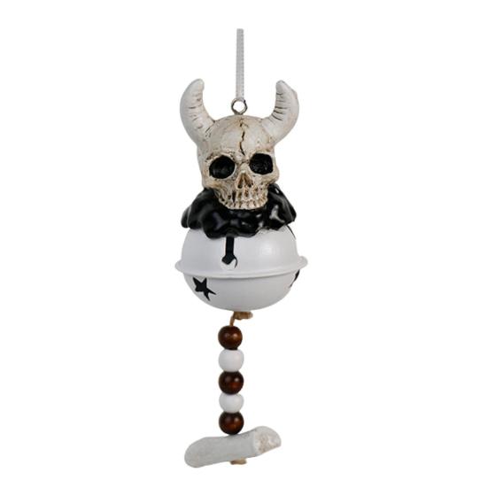 Halloween Skull Bell Ornament Resin Skull/Wing Wind Chime Hanging Decoration for Indoor Outdoor Halloween Decor Car Accessories