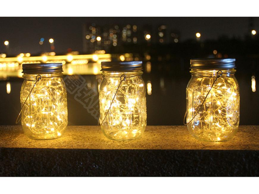 

Solar Wishing Mason Jar Lights: Outdoor Patio Hanging Glass Lanterns