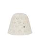 Bajal Va Curved Oval Metal Floral Punched Knit Bucket Hat Cream