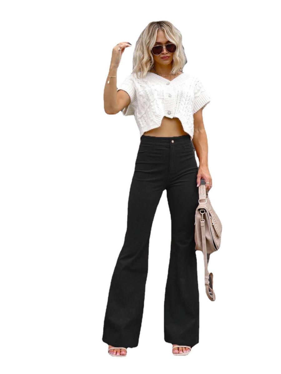 Зима Новые Однотонные Велюровые Повседневные Модные Персональные Женские Брюки Модный Бренд Повседневные S чёрный