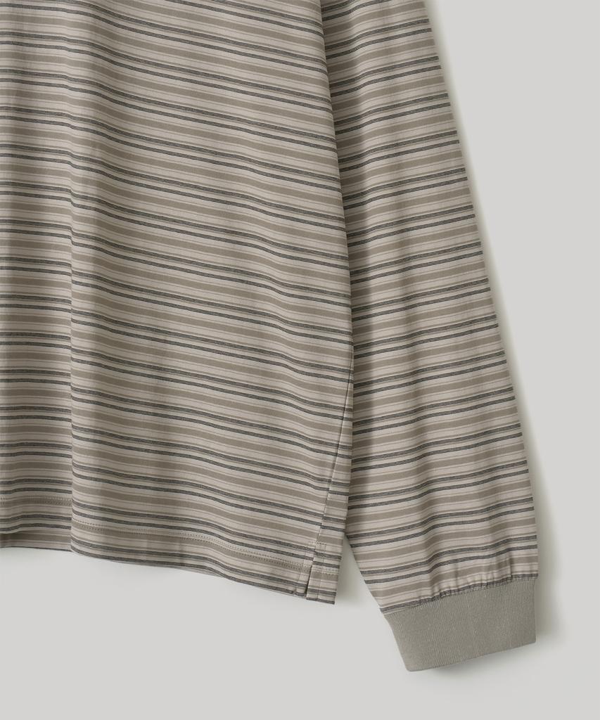 ANOTHER OFFICE Brief Stripe Rugby T (Light Khaki)