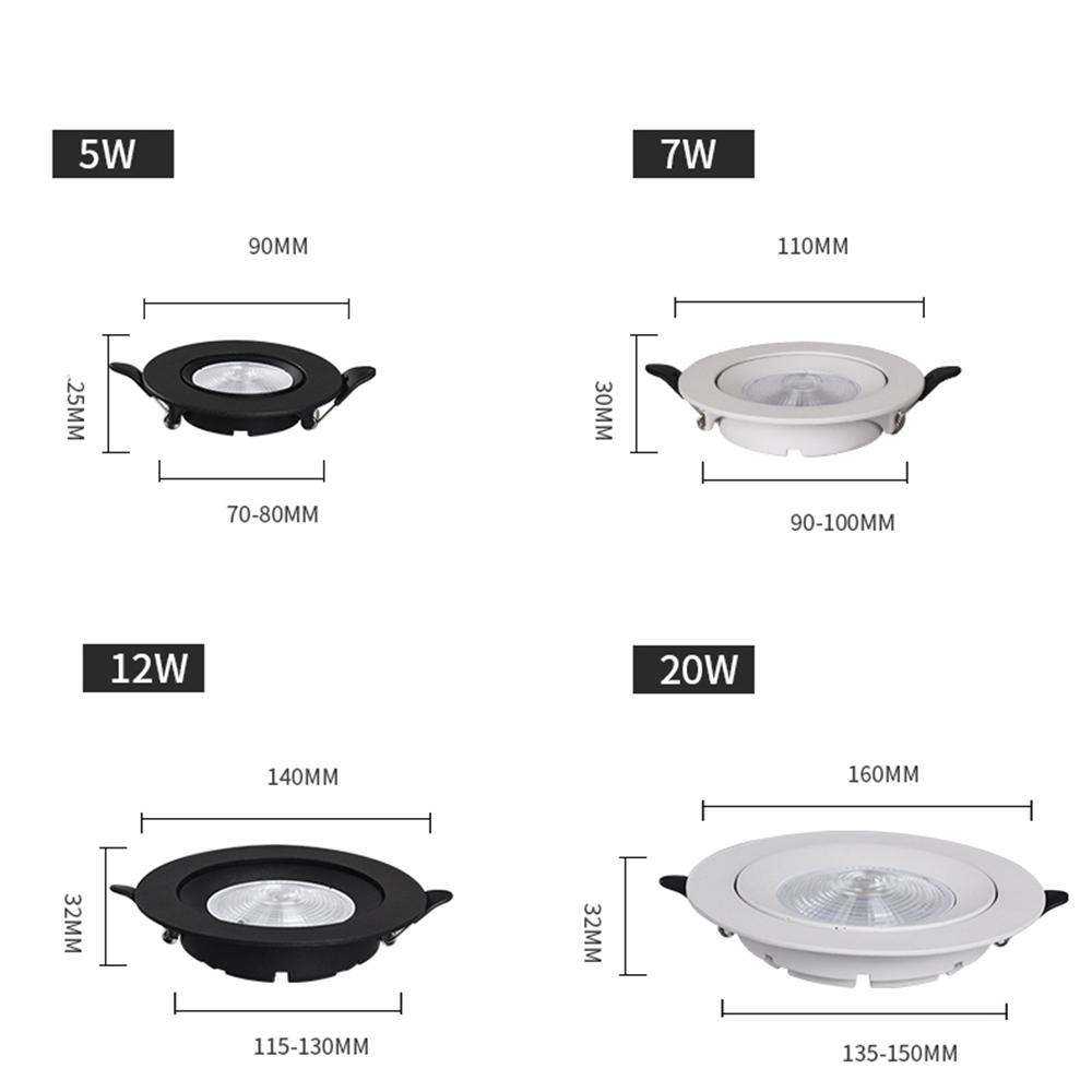 Spot Einbauleuchte 5W 7W 12W LED Innen Deckenleuchte Modern Schlafzimmer Wohnzimmer Downlight Einstellbarer Winkel Beleuchtung Spotlight