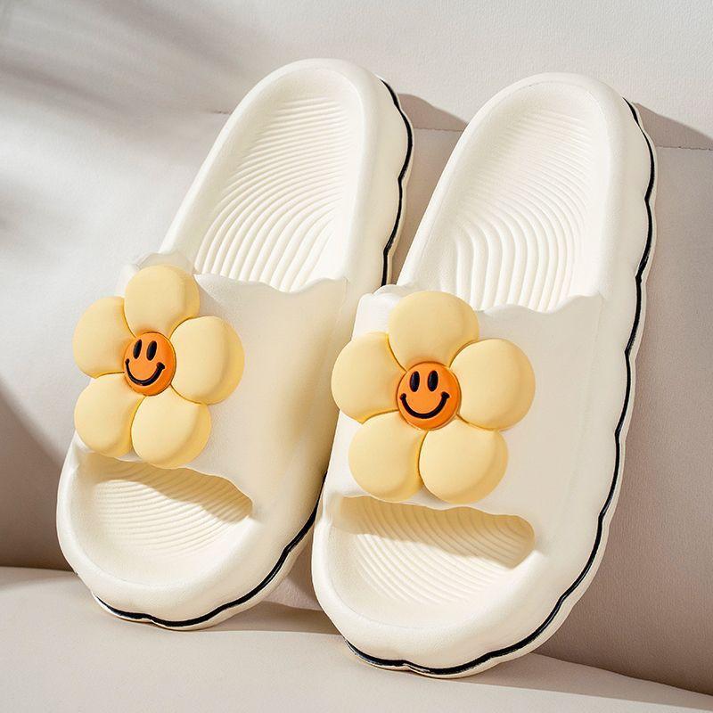 Women's Fashion Thick Soled Slippers 2024 Summer New Soft Bottom Bathroom Anti-Slip Wear-resisting Butterfly Knot Beach Shoes