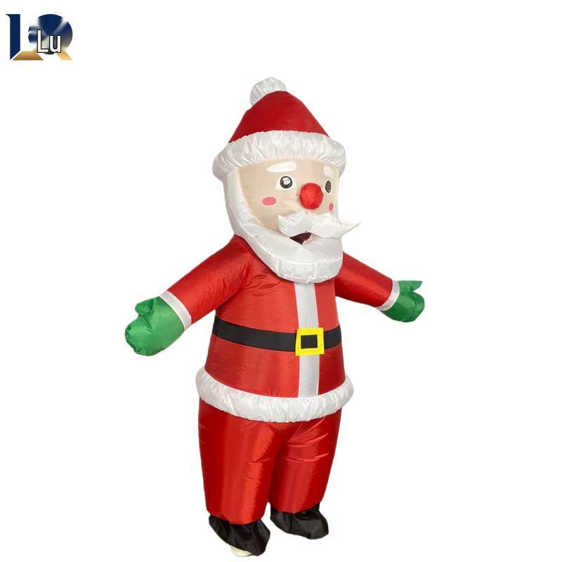 Inflatable Christmas Reindeer Riding Dinosaur Costume - Funny Holiday Party Santa Claus Hug