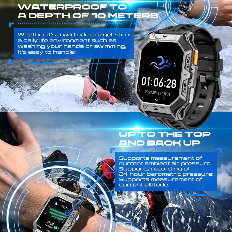 2025 New 1000mAh Battery Outdoor Smart Watch 2.13-Inch HD Screen Heart Rate Blood Pressure Waterproof Compass Sport Mode Smartwatch