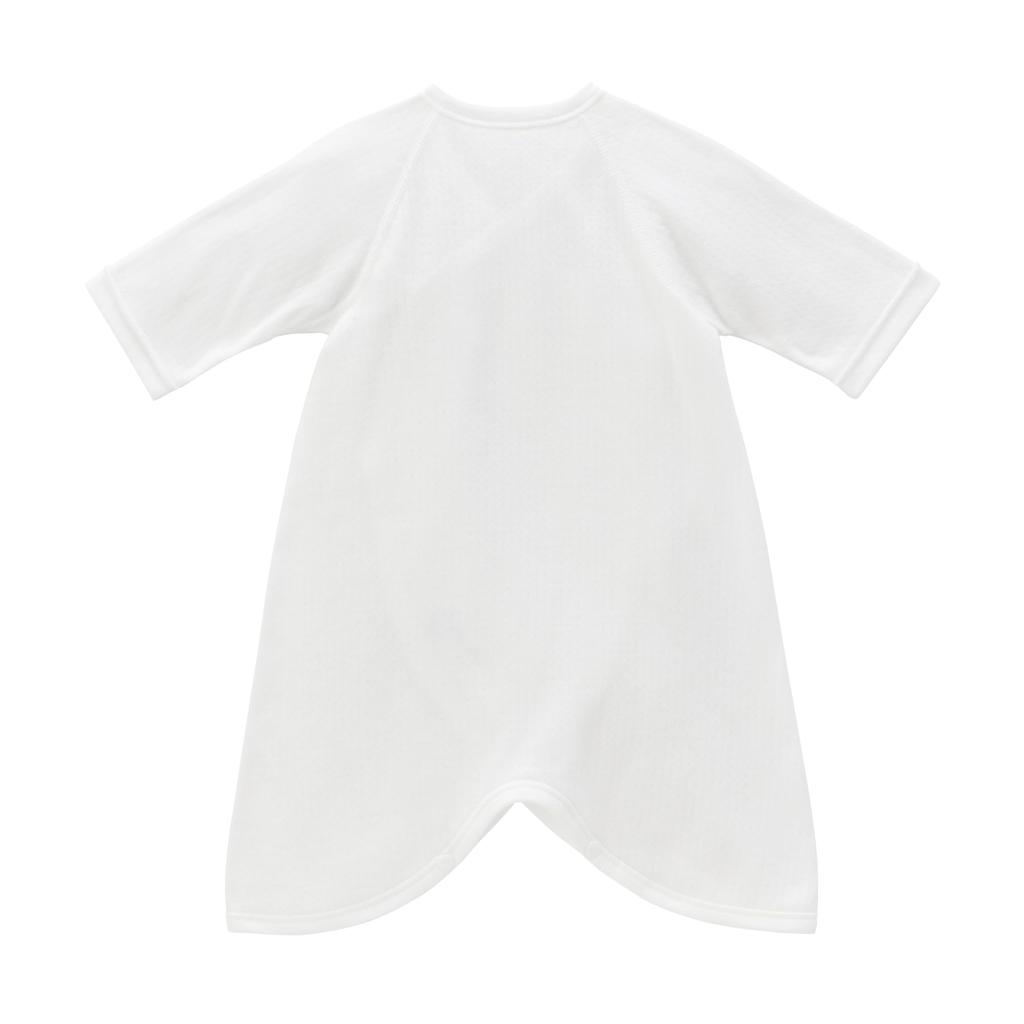 Miki House Combi Baby Undershirt, Solid Color, Logo, 100% Cotton, Made in Japan, for Boys and Girls, Newborn, Size 40-2328-496, 60-70cm, White