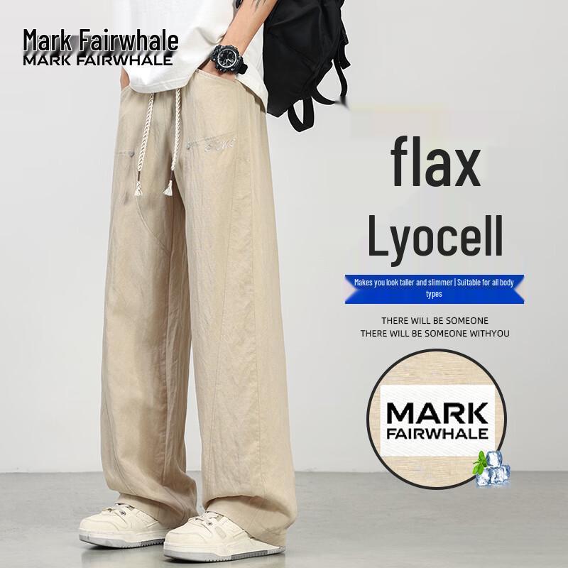 Mark Fairwhale Men s Tencel Linen Straight-Leg Casual Pants 4XL