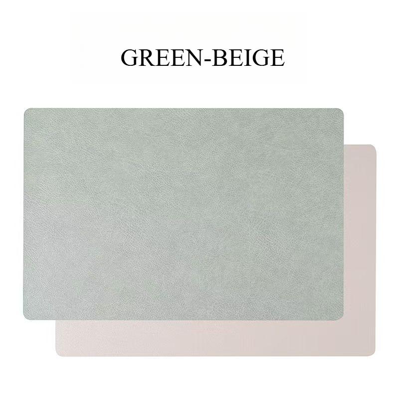 Inmos 4PC Cowhide-style Waterproof and Oil-resistant Faux Leather Table Mat Double-sided Rectangular Placemat Wash-free Design