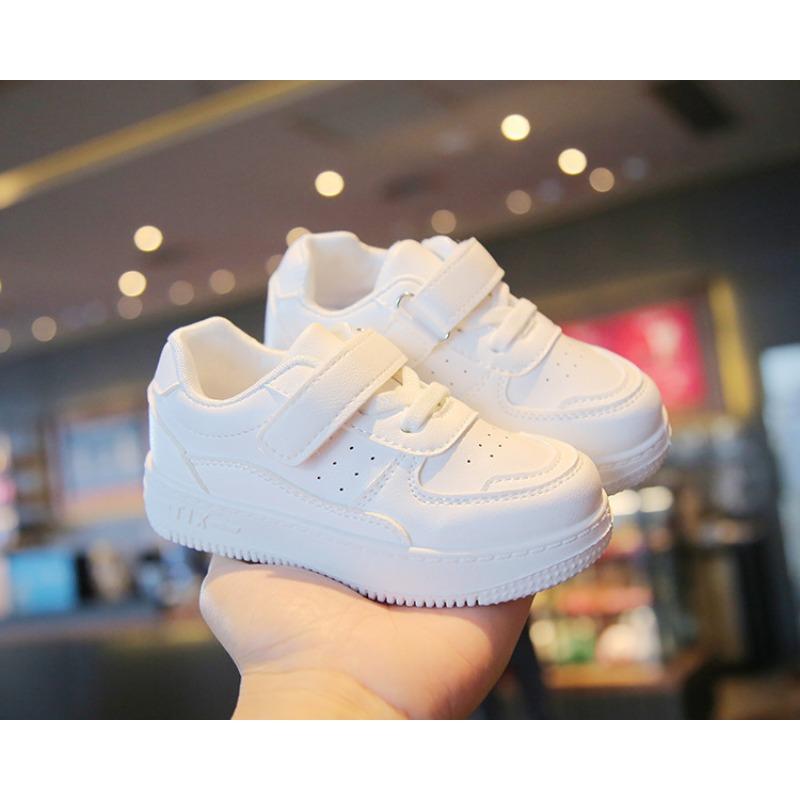 21-38 Children's White Shoes, Boys and Girls Sneakers, Casual Shoes, Leather Soft Sole Baby Shoes