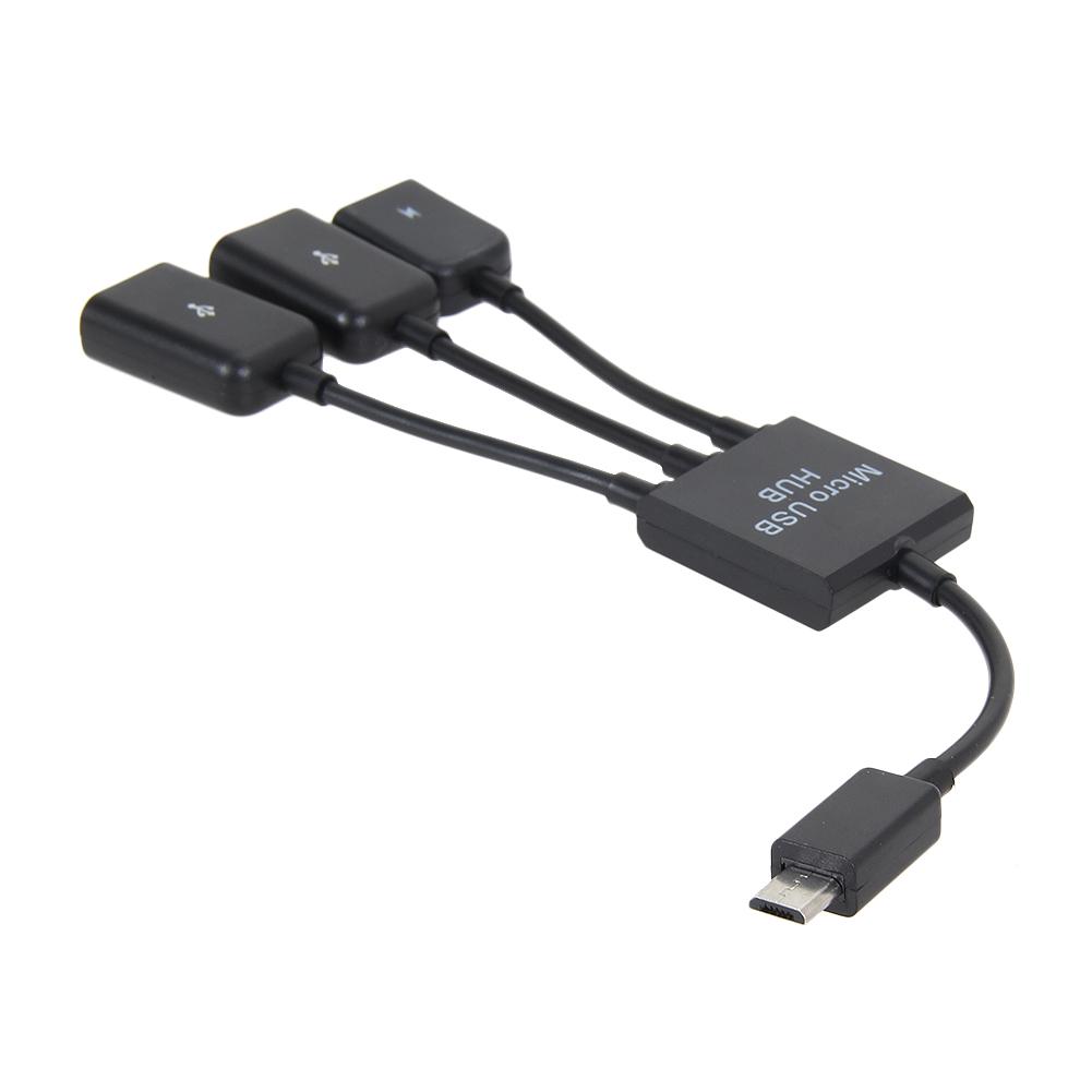 3 In 1 Micro USB HUB Adapter Double USB 2.0 Host OTG Adapter Cable Micro USB To 2 OTG Dual Port HUB Cable Y Splitter for Samsung