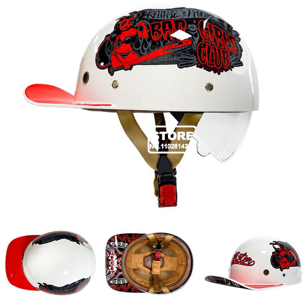 Motorbike Baseball Cap Half Helmet Riding Women Retro Motorcycle Half Helmet Anti Drop Motorcycle Scooter Helmet