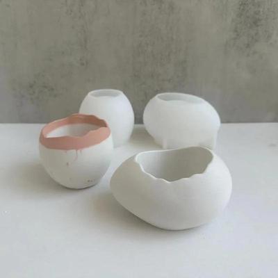 Pot de Fleurs en Forme d'Œuf Moule en Silicone Coquille d'Œuf Coupe à Bougie Pot à Bougie Moule Pot de Fleurs pour Plante Succulente Moule en Béton Ciment Plâtre