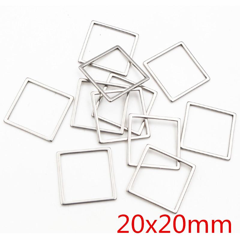 20pcs Stainless Steel Hollow Square Frame Pendant Charms Open Pressed Resin Frame Mold Bezel DIY Jewelry Making Accessories