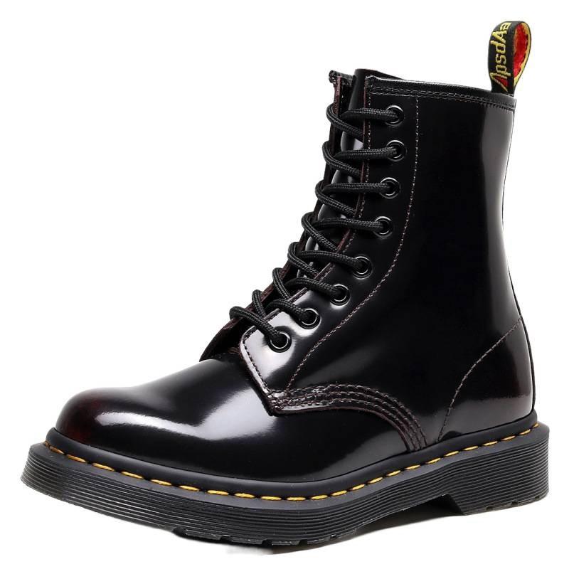 High-top polished red locomotive boots women's classic retro short boots men's and women's genuine leather boots