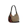 Coach Kleo 21 Monogram Zip Closure Canvas And Leather Shoulder Bag Women Shoulder Bag Khaki Brick-Red C6809-IME7V
