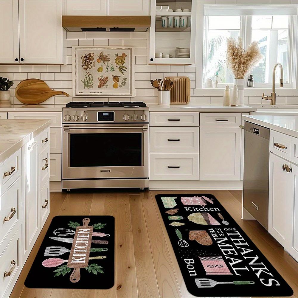 1Pcs Anti Fatigue Kitchen Rugs,  Simple Print Waterproof Non-Slip Thick Cushioned Kitchen Mat Heavy Duty Comfort Standing Mat for Kitchen