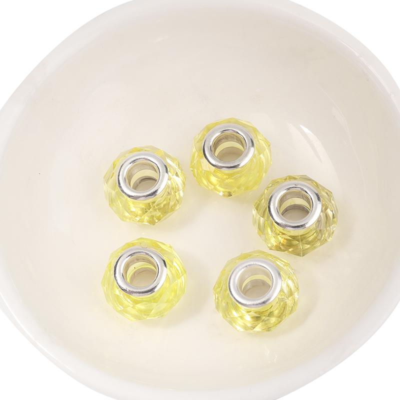 20pcs/Lot Transparent Color Faceted Resin Beads Big Hole Spacer Loose Beads for Jewelry Making DIY Bracelet Necklace