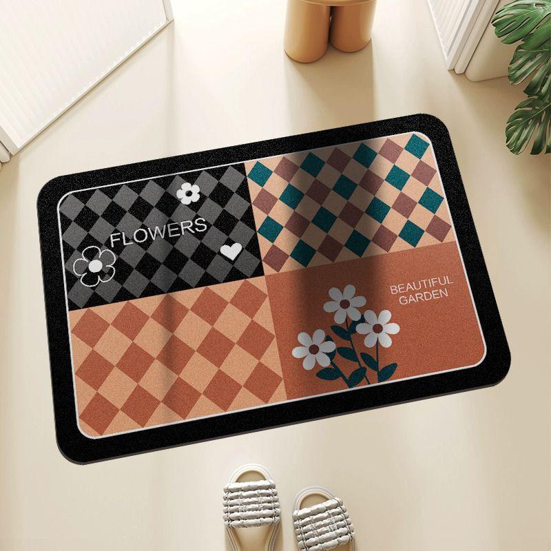 Light Luxury Bathroom Absorbent Floor Mat, Bathroom Door Toilet Non-slip Mat, Bathroom Carpet Quick-drying Foot Pad Anti-drop
