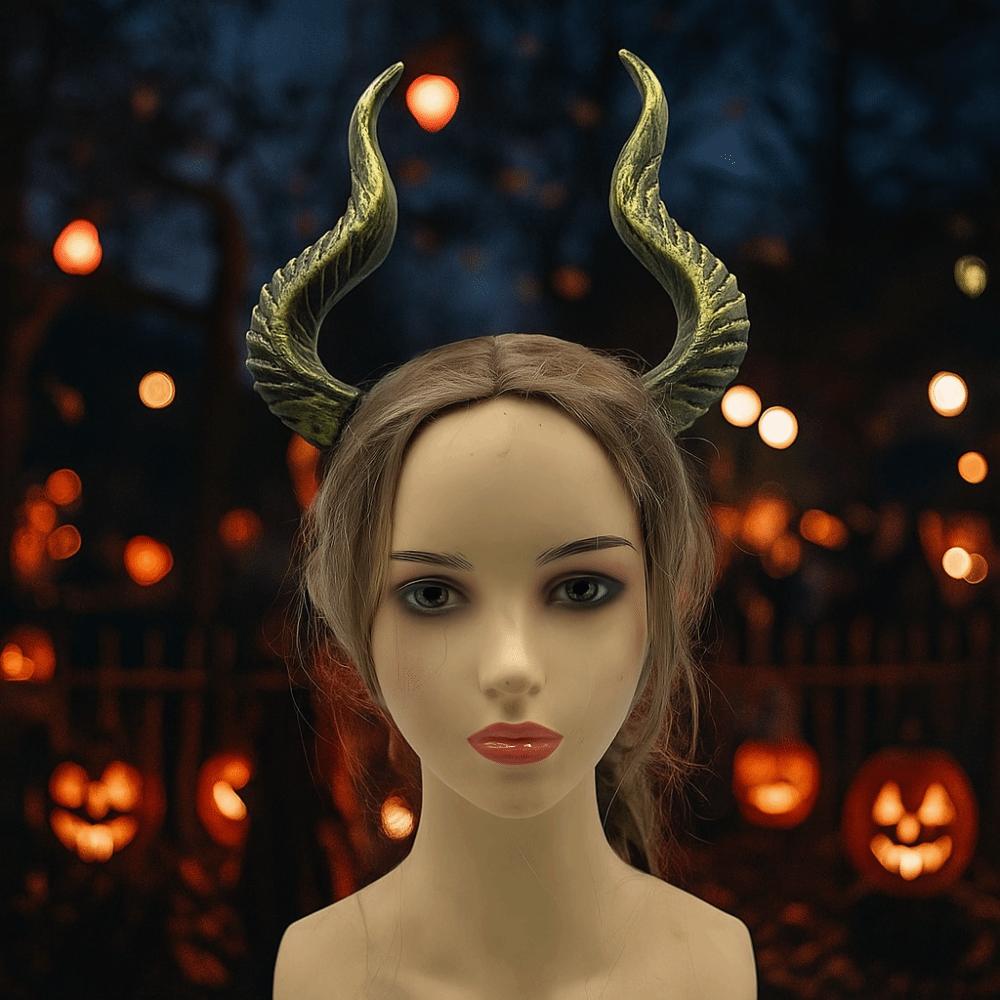 PU Halloween Horns Headband Ox Horn Halloween Hair Hoop Funny Cosplay Hairband  Men