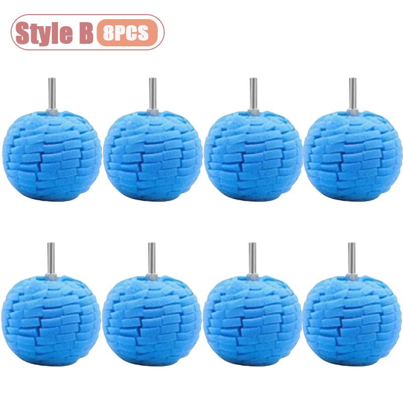 Car Drill Polishing Sponge Pad Kit Hub Polishing Pads Metal Cone Polishing Ball for Rim Cleaning Automotive Detailing Care Tools