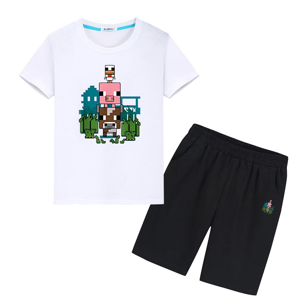 

куриный жокей Детский костюм для мальчиков и девочек Спортивные комплекты 2 шт. Топы+Шорты 100% хлопок Аниме футболка Каваи Футболки детская бутиковая одежда 120 белый