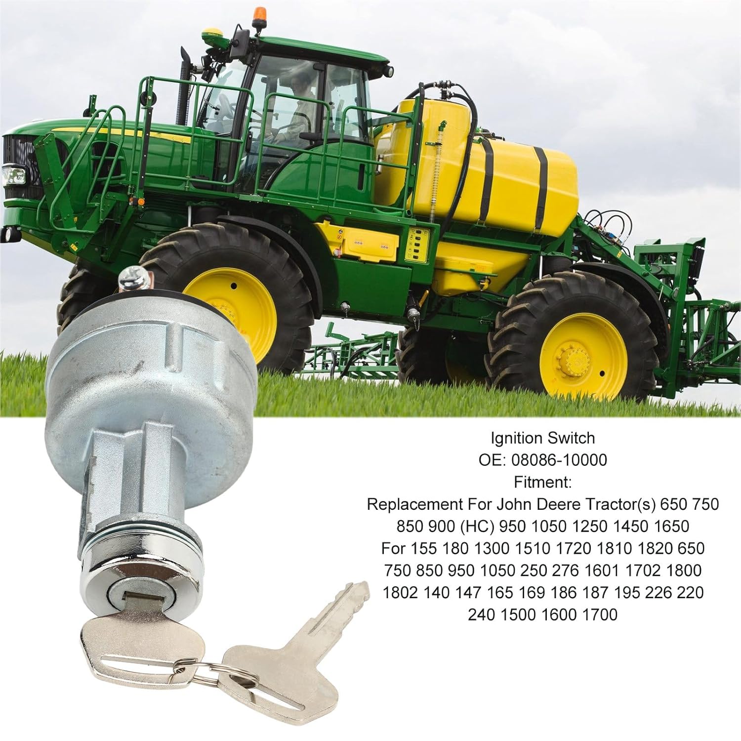 

08086-10000 Ignition Switch, Replacement Ignition Starter Key Switch For Tractor(s) 650 750 850 900 (HC) 950 1050 1250 1450